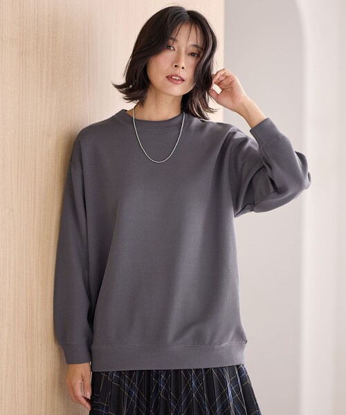 ANY（エニィ）の「ダブルフェイスジャージープルオーバー（Tシャツ/カットソー・レディース・ホワイト系/グレー系/ブラック系/黄土色系・F）」の3枚目の写真