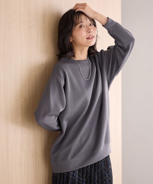 ANY（エニィ）の「ダブルフェイスジャージープルオーバー（Tシャツ/カットソー・レディース・ホワイト系/グレー系/ブラック系/黄土色系・F）」の7枚目の写真