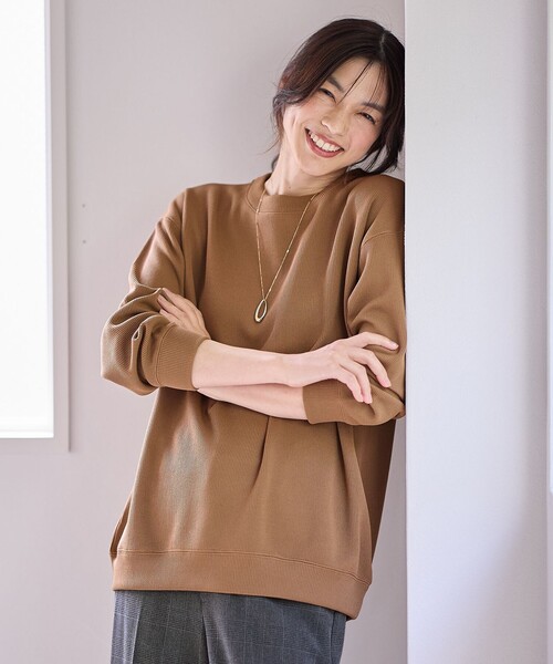 ANY（エニィ）の「ダブルフェイスジャージープルオーバー（Tシャツ/カットソー・レディース・ホワイト系/グレー系/ブラック系/黄土色系・F）」の18枚目の写真