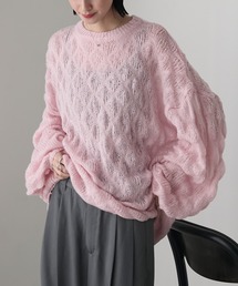 【forksy.】モヘアタッチもこもこ編みニットプルオーバー