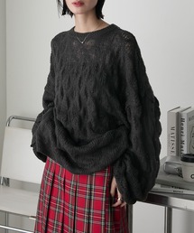 【forksy.】モヘアタッチもこもこ編みニットプルオーバー