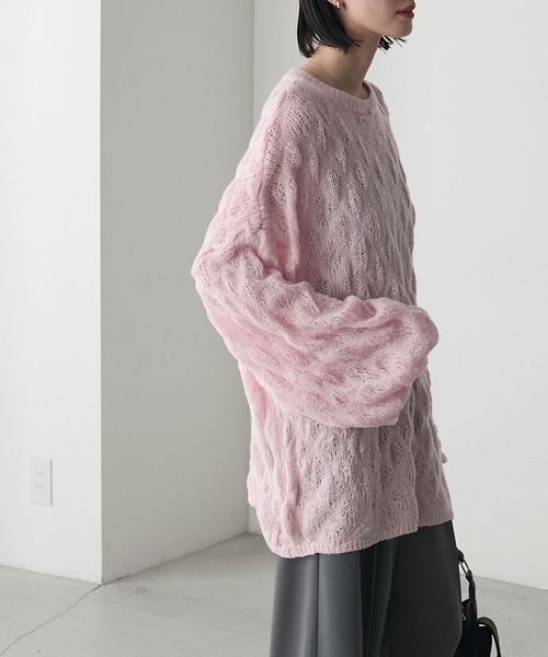 forksy.(フォルクシー)の「【forksy.】モヘアタッチもこもこ編みニットプルオーバー(ニット/セーター・レディース・クリーム/ブルー/ブラック/ピンク・FREE)」の7枚目の写真