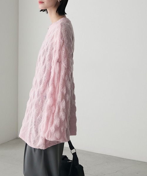 forksy.】モヘアタッチもこもこ編みニットプルオーバー（ニット