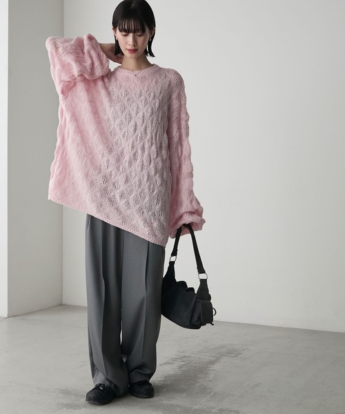 forksy.(フォルクシー)の「【forksy.】モヘアタッチもこもこ編みニットプルオーバー(ニット/セーター・レディース・クリーム/ブルー/ブラック/ピンク・FREE)」の11枚目の写真