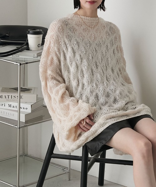 forksy.】モヘアタッチもこもこ編みニットプルオーバー forksy.│MONO