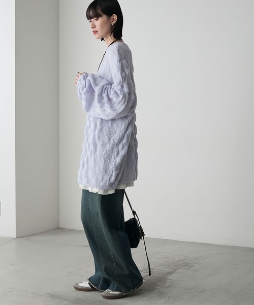 forksy.】モヘアタッチもこもこ編みニットプルオーバー forksy