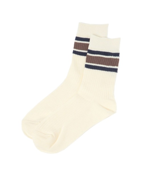 studio CLIP（スタディオクリップ）の「リブラインソックス（ソックス/靴下・レディース・イエロー/ブラウン/グリーン・FREE）」の2枚目の写真