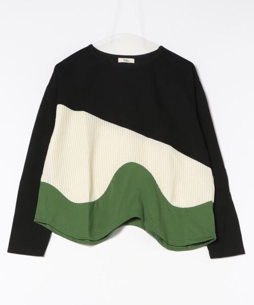 【セール】ウェーブバイカラー切り替えTシャツ（Tシャツ/カットソー）｜unica（ユニカ）