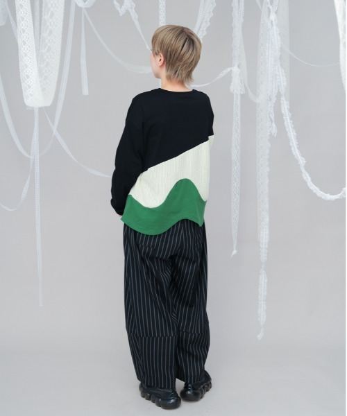 【セール】ウェーブバイカラー切り替えTシャツ（Tシャツ/カットソー）｜unica（ユニカ）