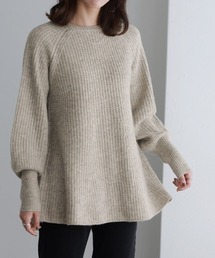 Pierrot | ふんわりウォッシャブルボリューム袖フレアニット(ニット/セーター)