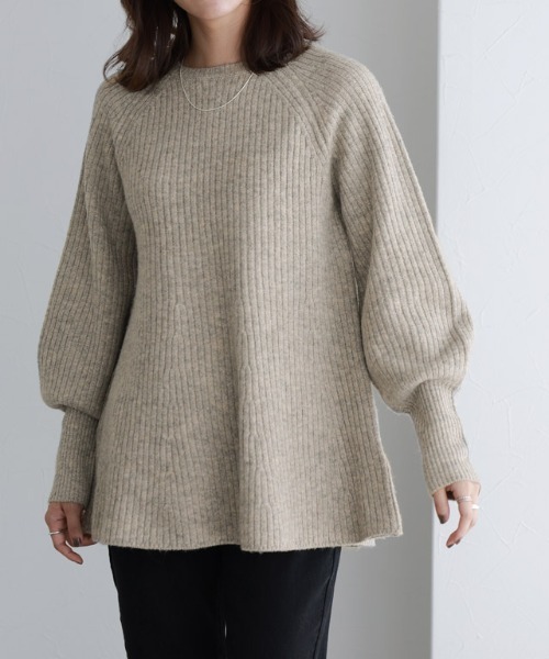Pierrot（ピエロ）の「ふんわりウォッシャブルボリューム袖フレアニット（ニット/セーター・レディース・ベージュ/チャコール/ブラック/オフホワイト/ネイビー・M/L）」の22枚目の写真