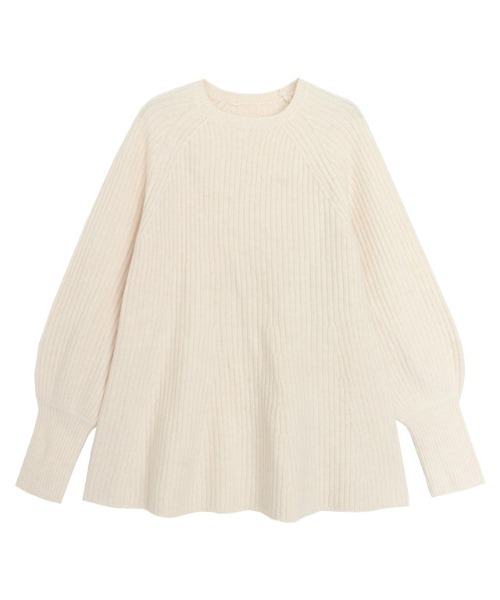 Pierrot（ピエロ）の「ふんわりウォッシャブルボリューム袖フレアニット（ニット/セーター・レディース・ベージュ/チャコール/ブラック/オフホワイト/ネイビー・M/L）」の12枚目の写真