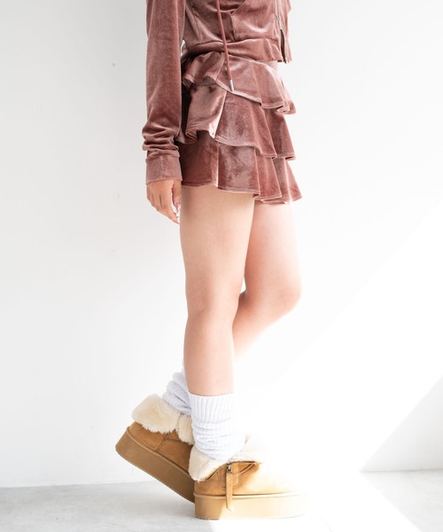 dispark（ディスパーク）の「DISPARK/ハイウエストベロアフリルスカート（スカート・レディース・ピンク/ブラック・FREE）」の16枚目の写真