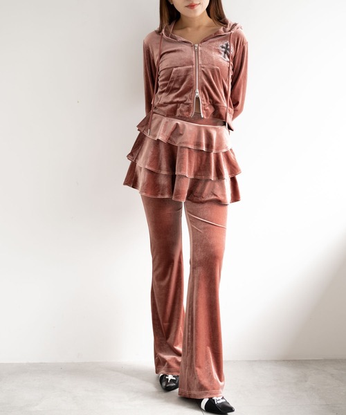 dispark（ディスパーク）の「DISPARK/ハイウエストベロアフリルスカート（スカート・レディース・ピンク/ブラック・FREE）」の18枚目の写真