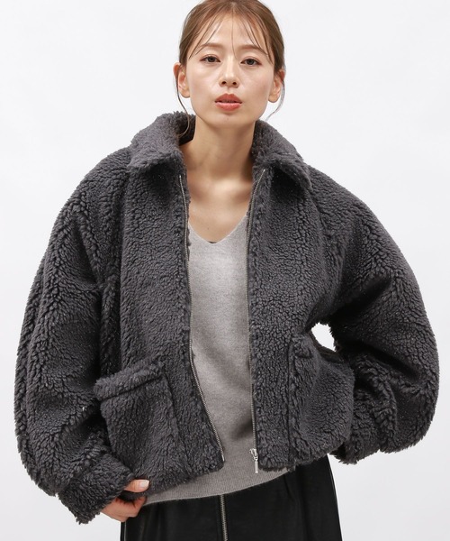 LAKOLE（ラコレ）の「ラメボアエリツキブルゾン / 135672（ブルゾン・レディース・グレー/ブラウン/アイボリー・MEDIUM/SMALL）」の8枚目の写真