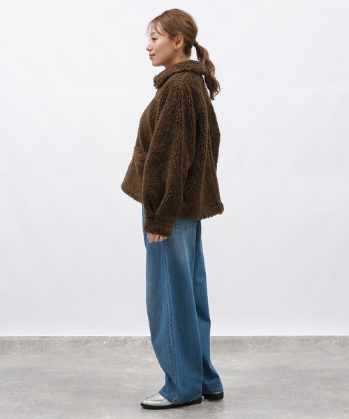 LAKOLE（ラコレ）の「ラメボアエリツキブルゾン / 135672（ブルゾン・レディース・グレー/ブラウン/アイボリー・MEDIUM/SMALL）」の10枚目の写真