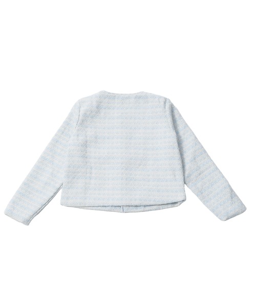 ALLuRing ChaRm（アリュリングチャーム）の「Gold Button Short Tweed Jacket / ゴールドボタンショート丈ツイードジャケット（ノーカラージャケット・レディース・ブラック/ブルー・FREE）」の7枚目の写真