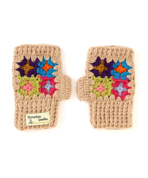 niche.（ニッチ）の「MacMahon Knitting Mills/マクマホンニッティングミルズ　Hand Warmer-４Flower Crochet ハンドウォーマー（手袋・メンズ・ベージュ/ブラウン・F）」の3枚目の写真