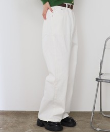 ハイウエスト ストレートワイドデニムパンツ