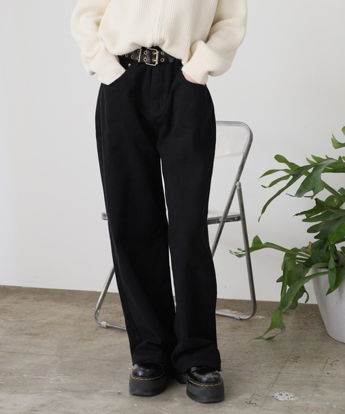 ROOPTOKYO(ループトウキョウ)の「ハイウエスト ストレートワイドデニムパンツ(デニムパンツ・メンズ・ブラック/ホワイト・M/L)」の1枚目の写真