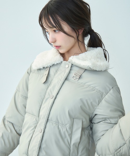 TITTY&CO.(ティティーアンドコー)の「ボア襟付きショートダウン(ダウンジャケット/コート・レディース・グレー/アイボリー・FREE)」の21枚目の写真