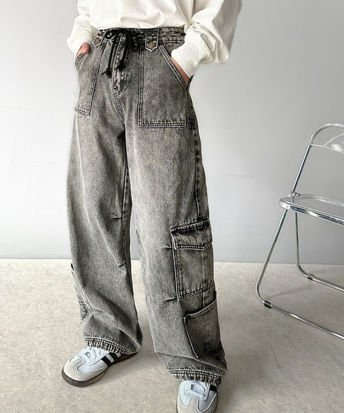 Java（ジャバ）の「《Javaジャバコラボ》洗練されたこなれ感。ヴィンテージ加工裾ドロストワイドデニム（デニムパンツ・メンズ・ブラック/その他1・LARGE/MEDIUM）」の2枚目の写真