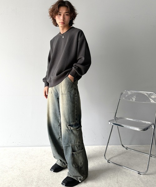 Java（ジャバ）の「《Javaジャバコラボ》洗練されたこなれ感。ヴィンテージ加工裾ドロストワイドデニム（デニムパンツ・メンズ・ブラック/その他1・LARGE/MEDIUM）」の13枚目の写真