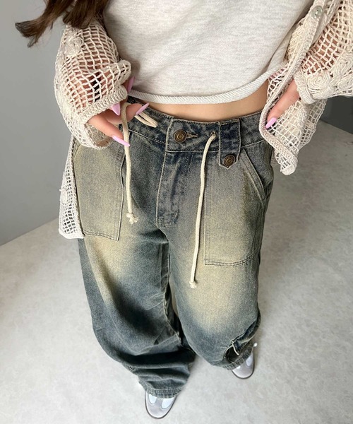 Java（ジャバ）の「《Javaジャバコラボ》洗練されたこなれ感。ヴィンテージ加工裾ドロストワイドデニム（デニムパンツ・メンズ・ブラック/その他1・LARGE/MEDIUM）」の6枚目の写真