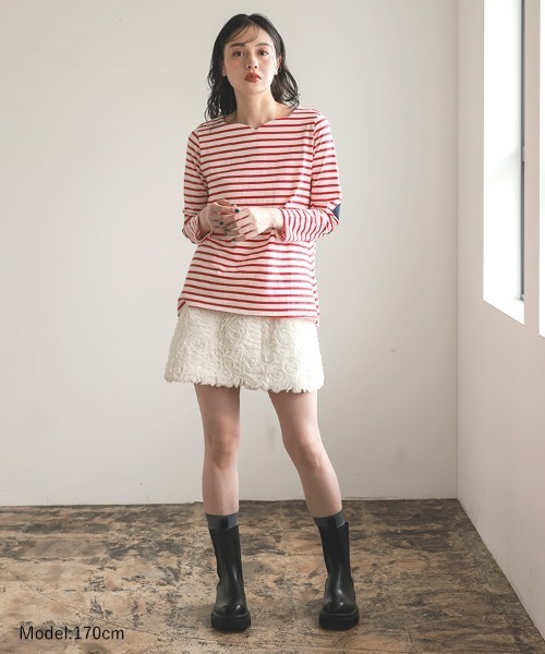 DONOBAN（ドノバン）の「ハートネックボーダートップス（Tシャツ/カットソー・レディース・ブラック/レッド/ネイビー・ONE）」の5枚目の写真