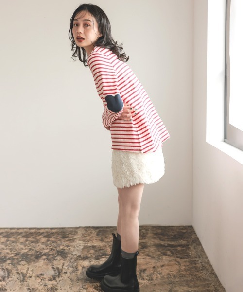 DONOBAN（ドノバン）の「ハートネックボーダートップス（Tシャツ/カットソー・レディース・ブラック/レッド/ネイビー・ONE）」の6枚目の写真