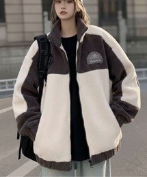 link lot（リンクロット）の「配色切り替えワッペン付きボアフリースブルゾン（ブルゾン）」