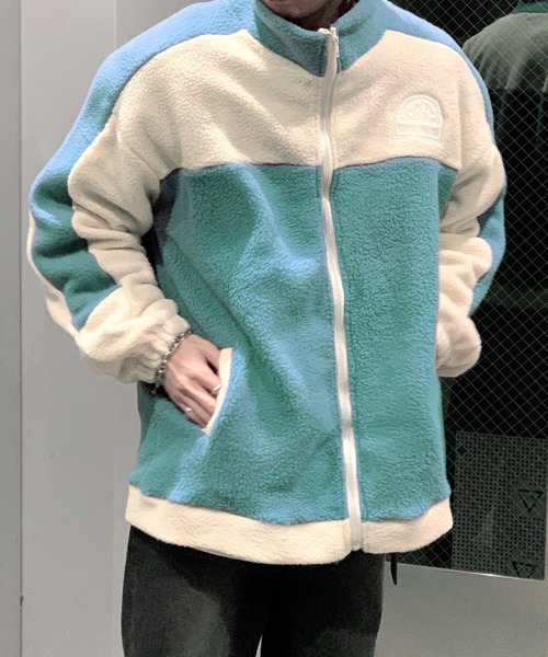 link lot(リンクロット)の「配色切り替えワッペン付きボアフリースブルゾン(ブルゾン・メンズ・ブルー/アイボリー・M/L)」の13枚目の写真