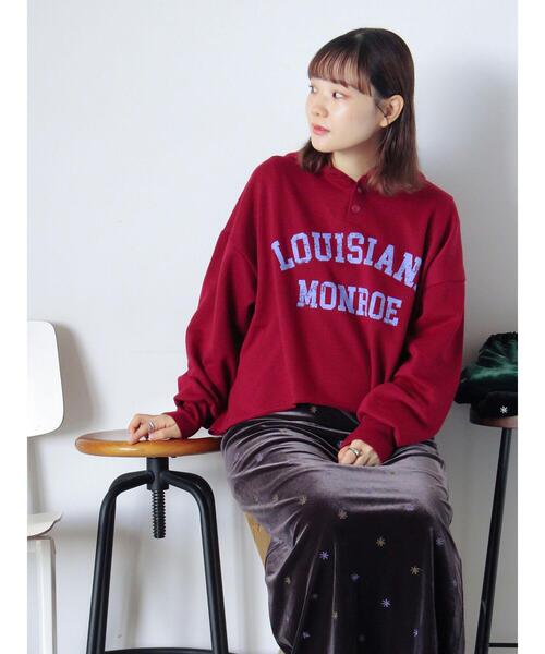 ehka sopo（エヘカソポ）の「ショート丈ロゴプリントパーカー（Tシャツ/カットソー・レディース・グレー/キナリ/ブルー/レッド・F）」の4枚目の写真