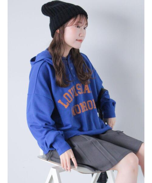 ehka sopo（エヘカソポ）の「ショート丈ロゴプリントパーカー（Tシャツ/カットソー・レディース・グレー/キナリ/ブルー/レッド・F）」の13枚目の写真