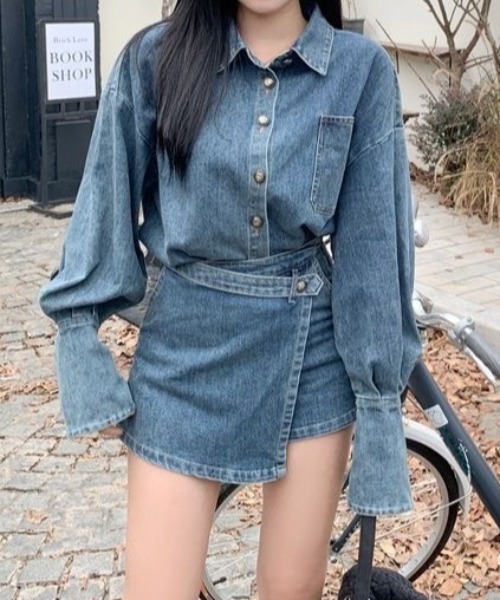 ViViDAY（ビビデー）の「【セットアップ】デニムシャツ＋デニムスカパン　上下２点セット（セットアップ・レディース・ブルー・M）」の5枚目の写真