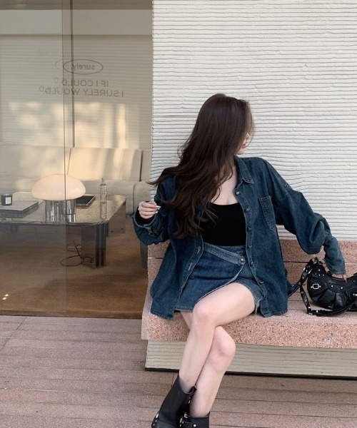 ViViDAY（ビビデー）の「【セットアップ】デニムシャツ＋デニムスカパン　上下２点セット（セットアップ・レディース・ブルー・M）」の10枚目の写真