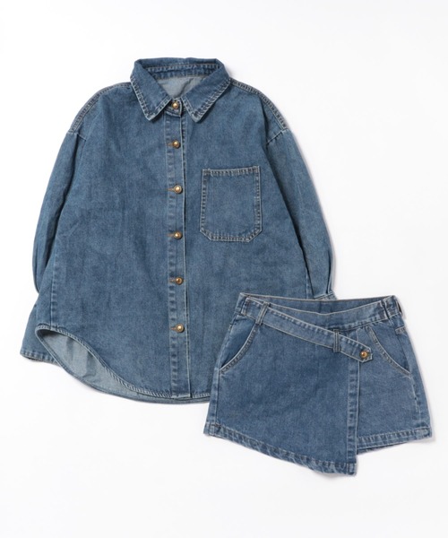 セール】【セットアップ】デニムシャツ＋デニムスカパン 上下2点