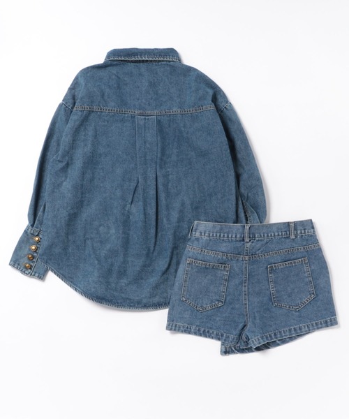 セール】【セットアップ】デニムシャツ＋デニムスカパン 上下2点