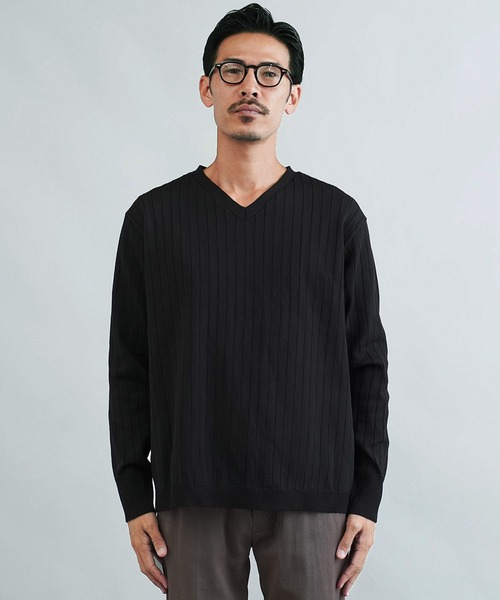 jiggys shop(ジギーズショップ)の「ワイドリブVネックニットセーター(ニット/セーター・メンズ・ホワイト/ネイビー/グレー/ブラック・LARGE/MEDIUM/X-LARGE)」の10枚目の写真
