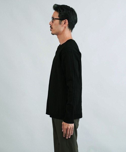jiggys shop(ジギーズショップ)の「ワイドリブVネックニットセーター(ニット/セーター・メンズ・ホワイト/ネイビー/グレー/ブラック・LARGE/MEDIUM/X-LARGE)」の9枚目の写真