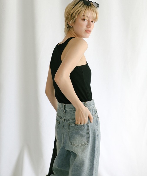 select MOCA（セレクトモカ）の「カップ付きアメスリタンク（タンクトップ・レディース・アイボリー/グレイッシュベージュ/ブラック・FREE）」の8枚目の写真