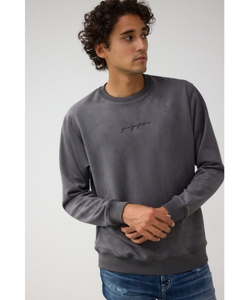 AZUL by moussy(アズールバイマウジー)の「フェイクスウェード刺繍ロゴトップス(スウェット・メンズ・ホワイト/ブラック/グレー・FREE)」の12枚目の写真