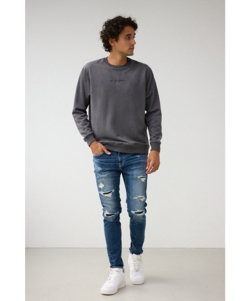 AZUL by moussy(アズールバイマウジー)の「フェイクスウェード刺繍ロゴトップス(スウェット・メンズ・ホワイト/ブラック/グレー・FREE)」の11枚目の写真