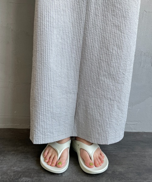 THOUSAND MILE（サウザンドマイル）の「[THOUSAND MILE/サウザンド マイル] 別注 ストライプ柄 シアサッカーハーフジップノースリーブワンピース（ワンピース・レディース・グレー系その他・F）」の12枚目の写真