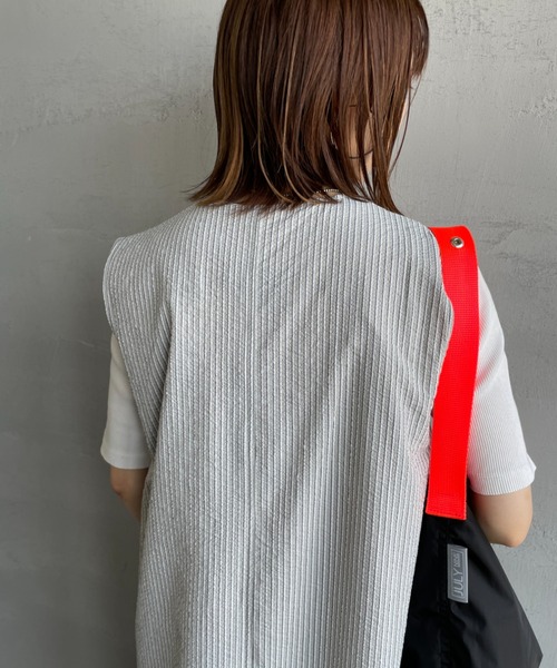 THOUSAND MILE（サウザンドマイル）の「[THOUSAND MILE/サウザンド マイル] 別注 ストライプ柄 シアサッカーハーフジップノースリーブワンピース（ワンピース・レディース・グレー系その他・F）」の11枚目の写真