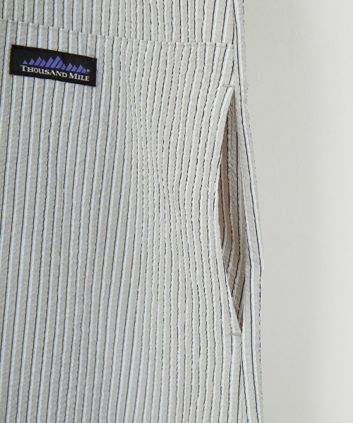 THOUSAND MILE（サウザンドマイル）の「[THOUSAND MILE/サウザンド マイル] 別注 ストライプ柄 シアサッカーハーフジップノースリーブワンピース（ワンピース・レディース・グレー系その他・F）」の22枚目の写真