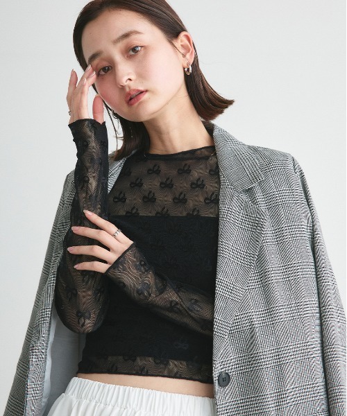 ad thie(アドティエ)の「リボン シアートップス(Tシャツ/カットソー・レディース・オフホワイト/ブラック・FREE)」の19枚目の写真