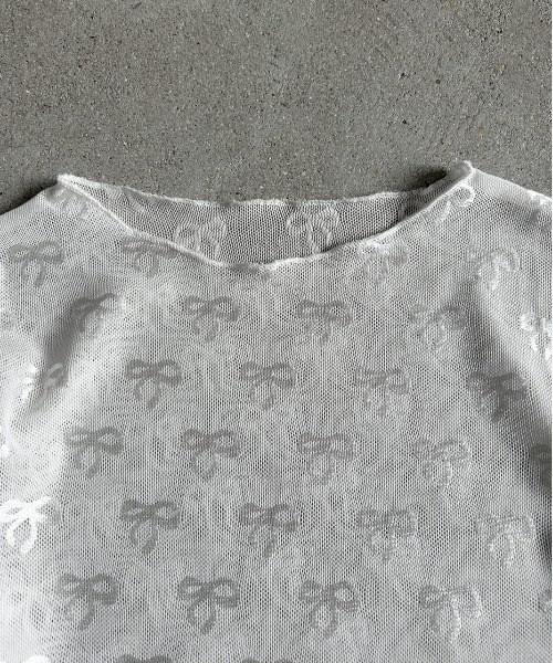 ad thie(アドティエ)の「リボン シアートップス(Tシャツ/カットソー・レディース・オフホワイト/ブラック・FREE)」の8枚目の写真