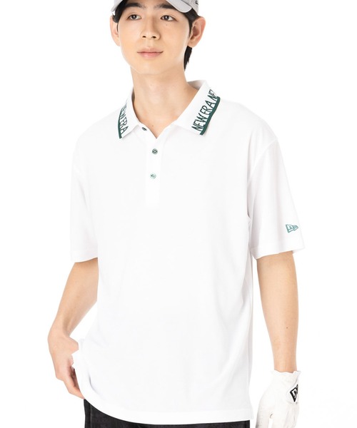 ニューエラゴルフ 半袖ポロシャツ 鹿の子 襟ジャカードロゴ ニューエラゴルフ 半袖ポロシャツ 鹿の子 襟ジャカードロゴ