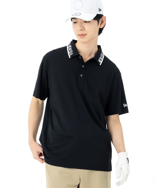 ニューエラゴルフ 半袖ポロシャツ 鹿の子 襟ジャカードロゴ